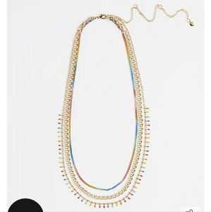 🆕️🌈ALWAYS PROUD RAINBOW LAYERED CHAIN NECKLACE - GOLD TONE🌈